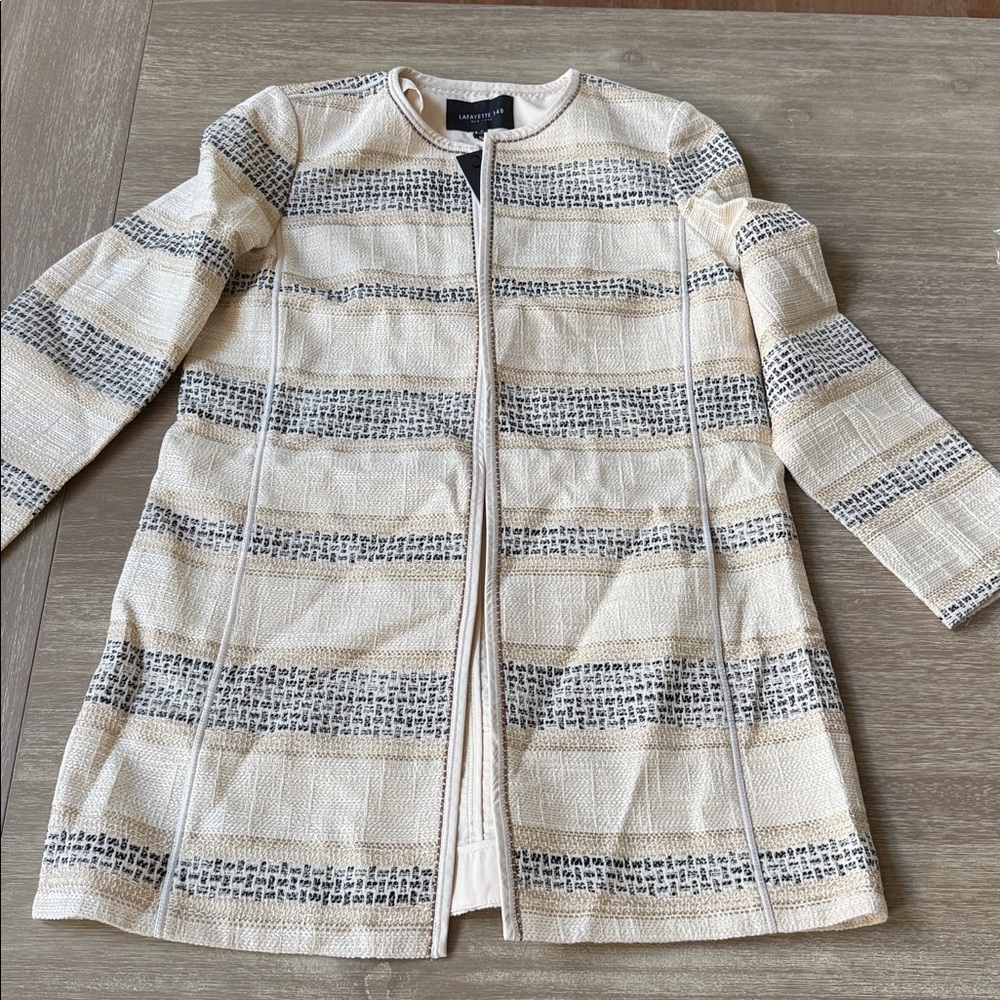 Lafayette 148 New York Pria Striped Jacquard Jacket size 8 Multi New With Tags - Picture 5 of 6